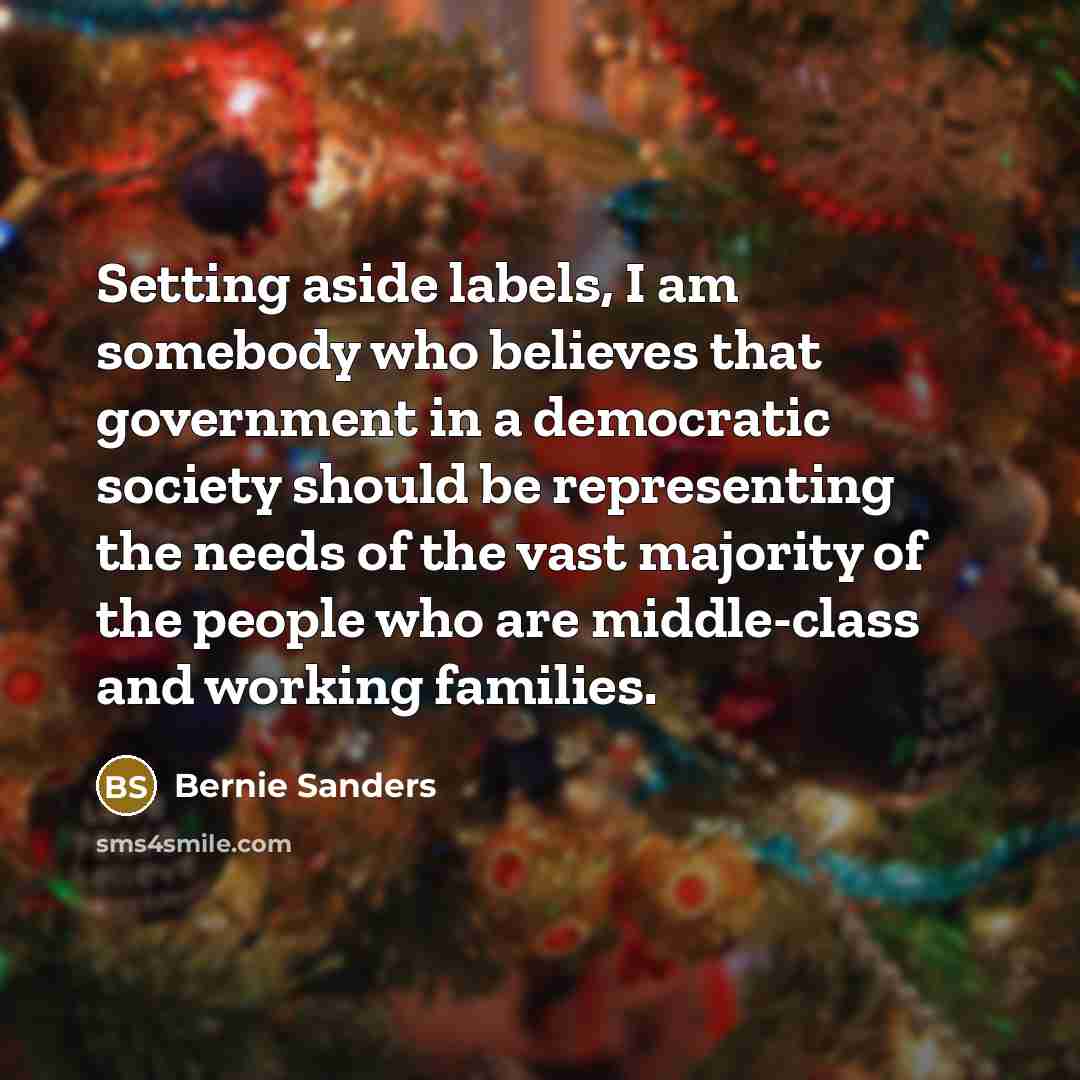“Setting aside labels, I am somebody who believes that government…” quote by Bernie Sanders