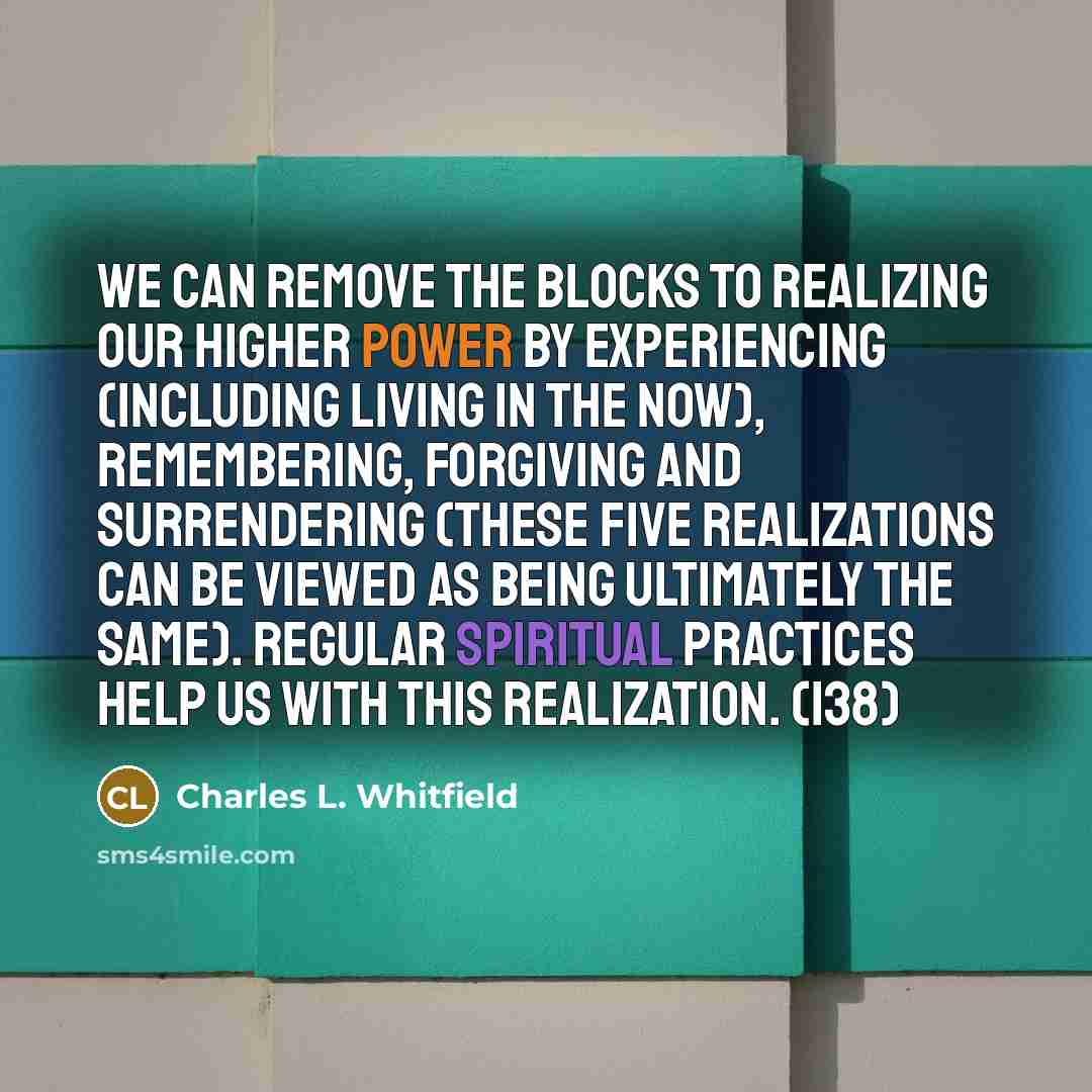 “We can remove the blocks to realizing our Higher Power…” quote by Charles L. Whitfield