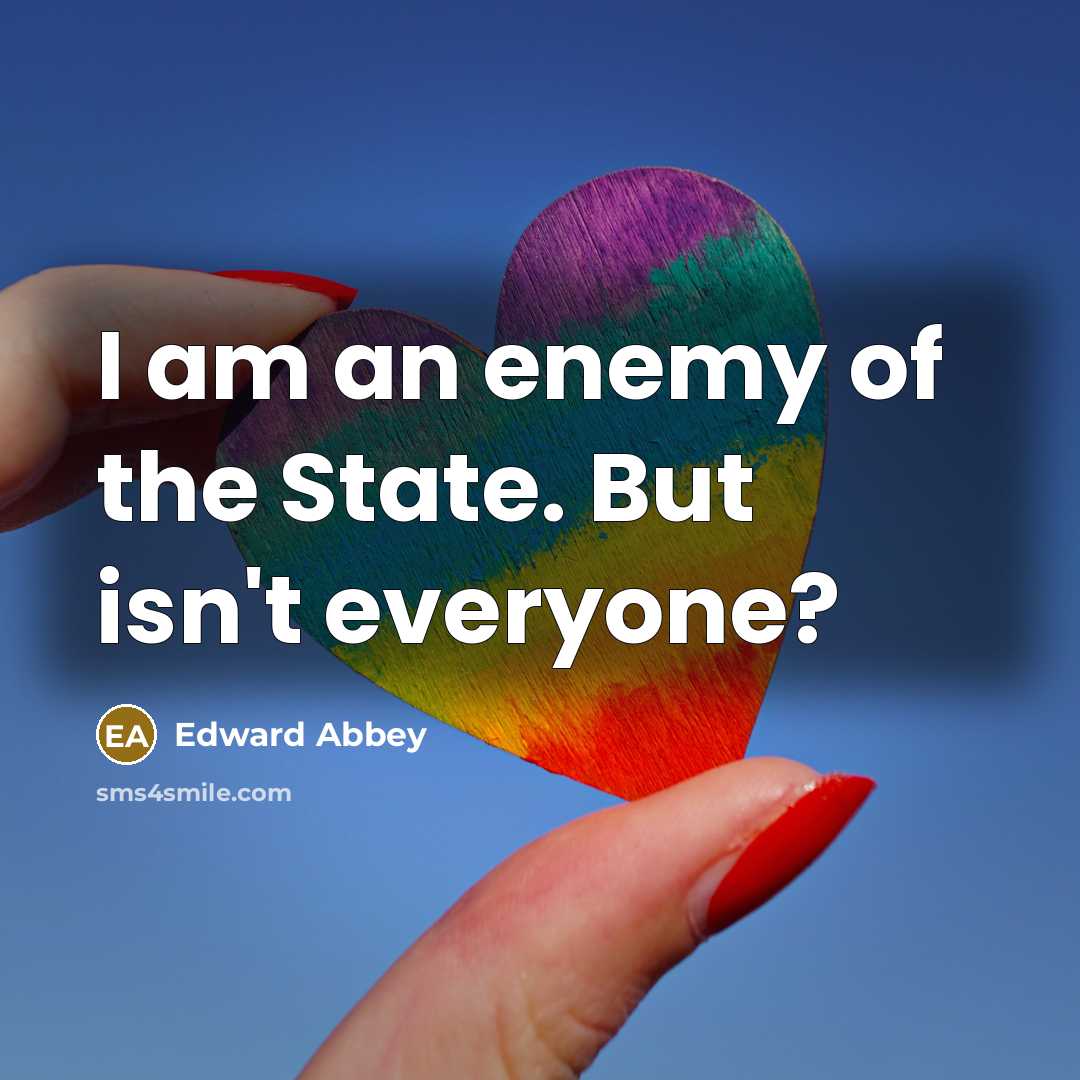 “I am an enemy of the State. But isn't everyone?…” quote by Edward Abbey