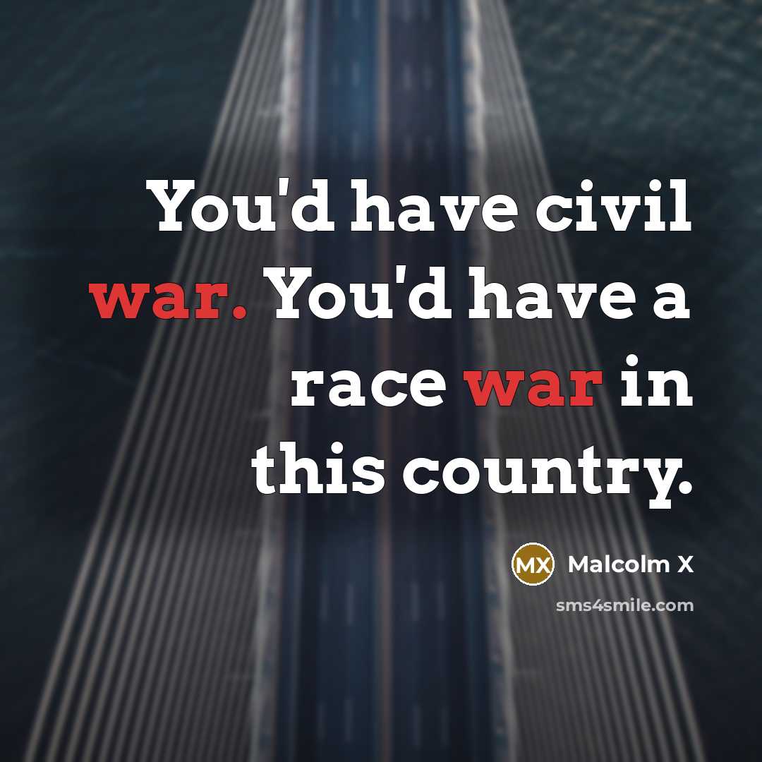 “You'd have civil war. You'd have a race war in…” quote by Malcolm X