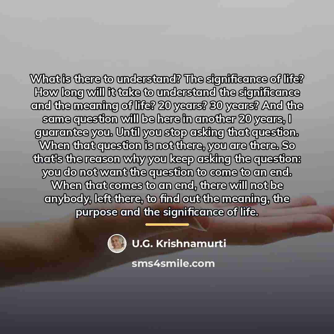 “What is there to understand? The significance of life? How…” quote by U.G. Krishnamurti