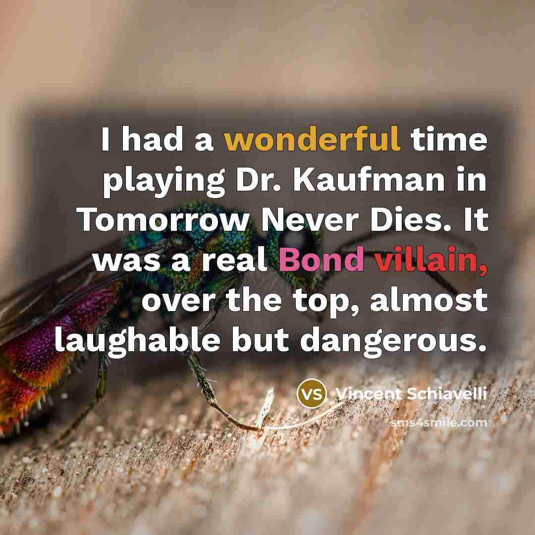 “I had a wonderful time playing Dr. Kaufman in Tomorrow…” quote by Vincent Schiavelli
