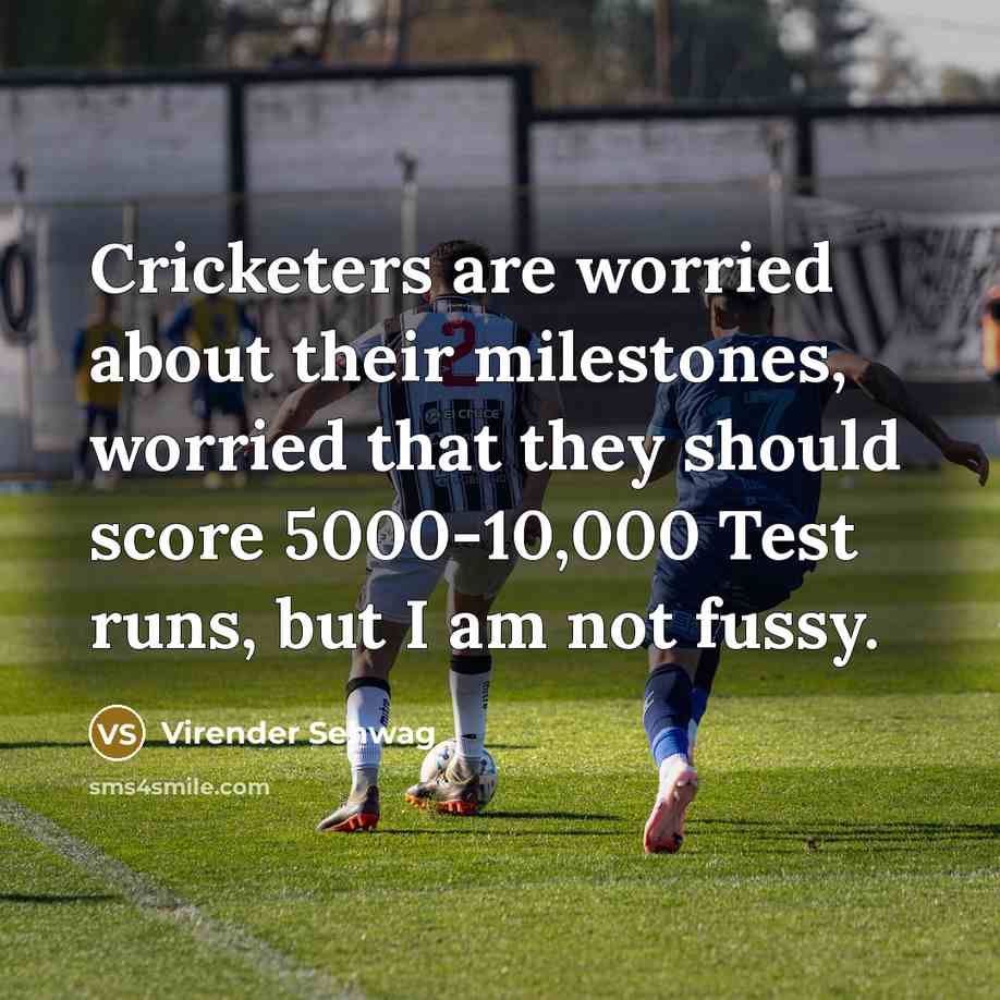 “Cricketers are worried about their milestones, worried that they should…” quote by Virender Sehwag