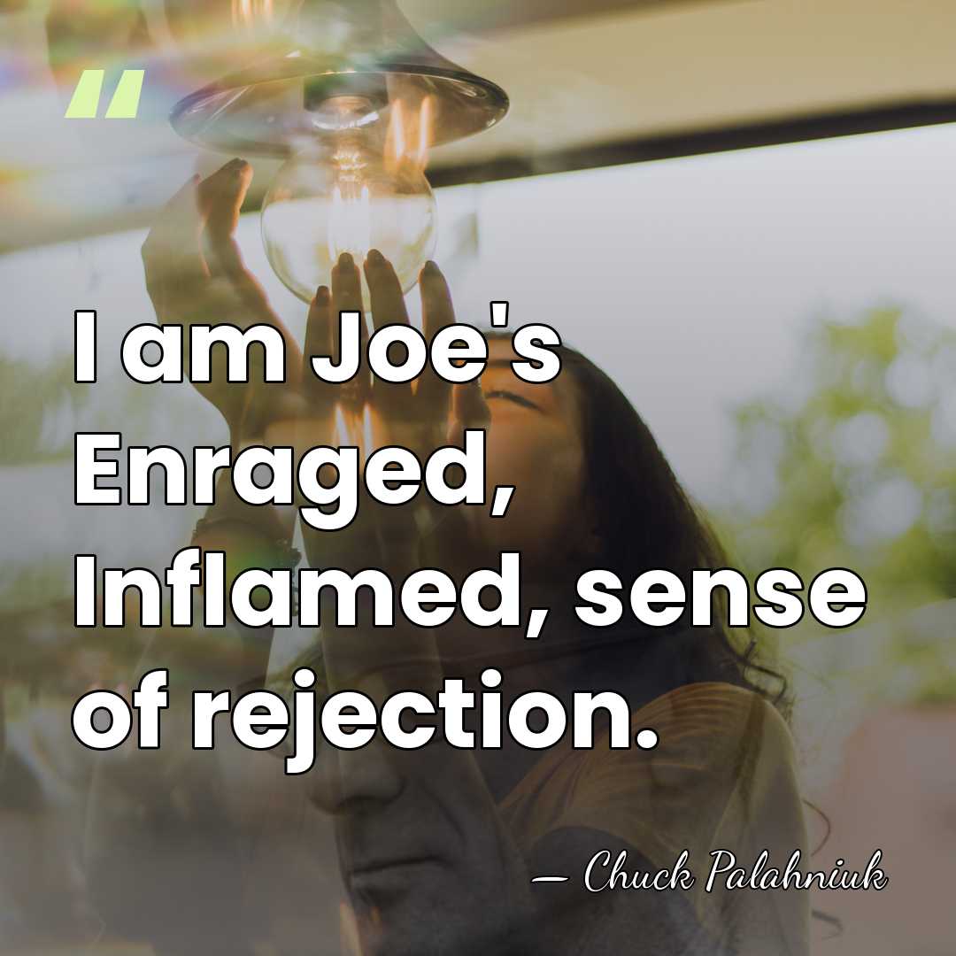 I am Joe's Enraged, Inflamed, sense of rejection. - Chuck Palahniuk