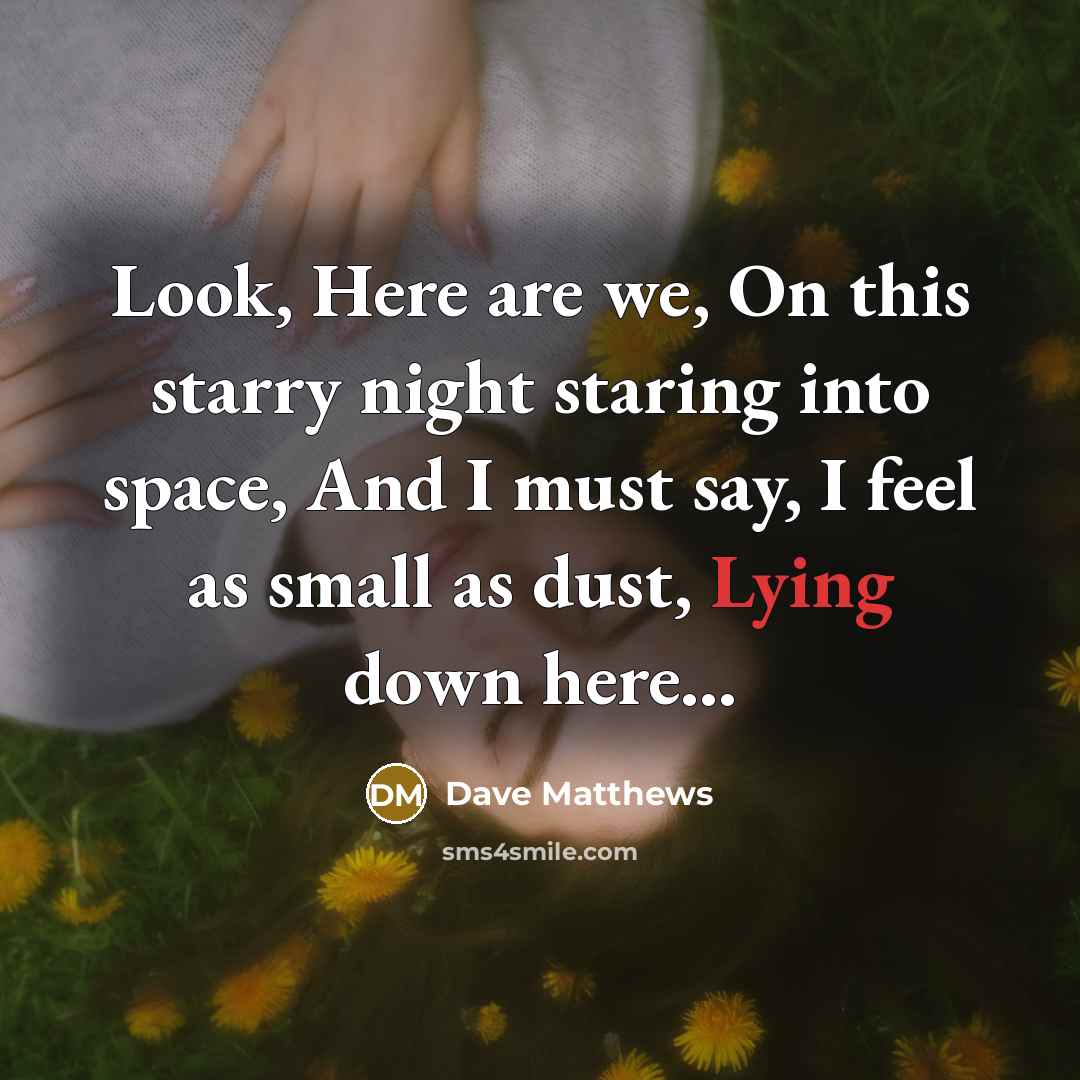 “Look, Here are we, On this starry night staring into…” quote by Dave Matthews