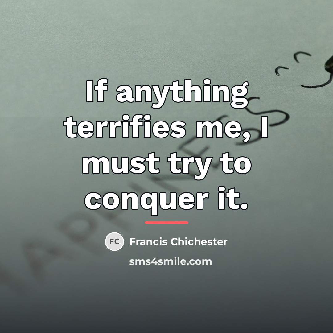 “If anything terrifies me, I must try to conquer it.…” quote by Francis Chichester