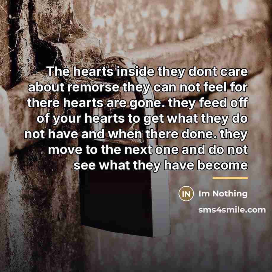 “The hearts inside they dont care about remorse they can…” quote by Im Nothing