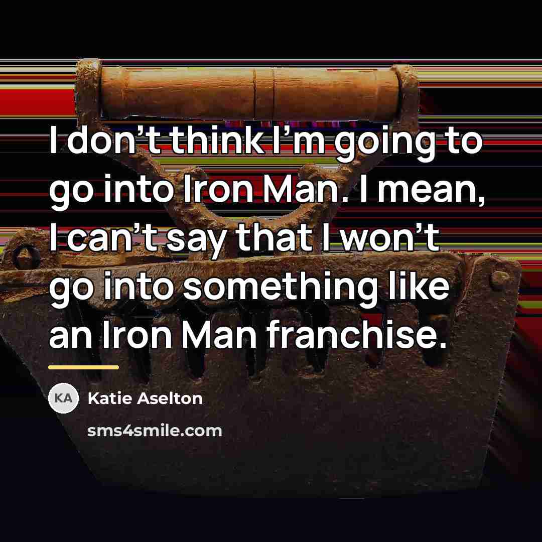 “I don't think I'm going to go into Iron Man.…” quote by Katie Aselton