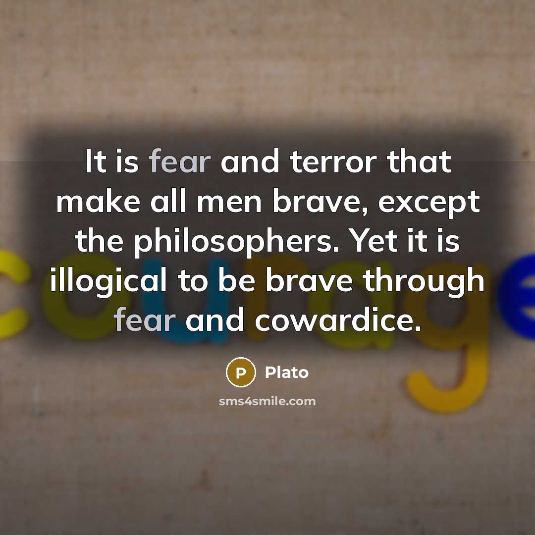 “It is fear and terror that make all men brave,…” quote by Plato