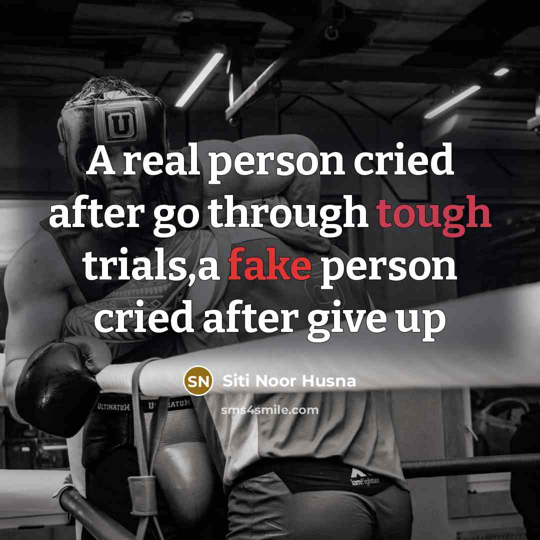 “A real person cried after go through tough trials,a fake…” quote by Siti Noor Husna