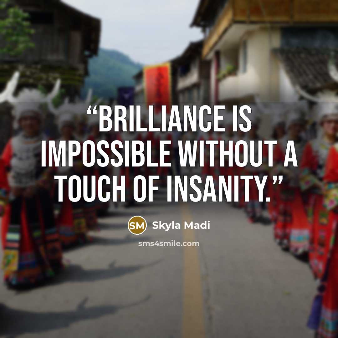 “Brilliance is impossible without a touch of insanity.” quote by Skyla Madi