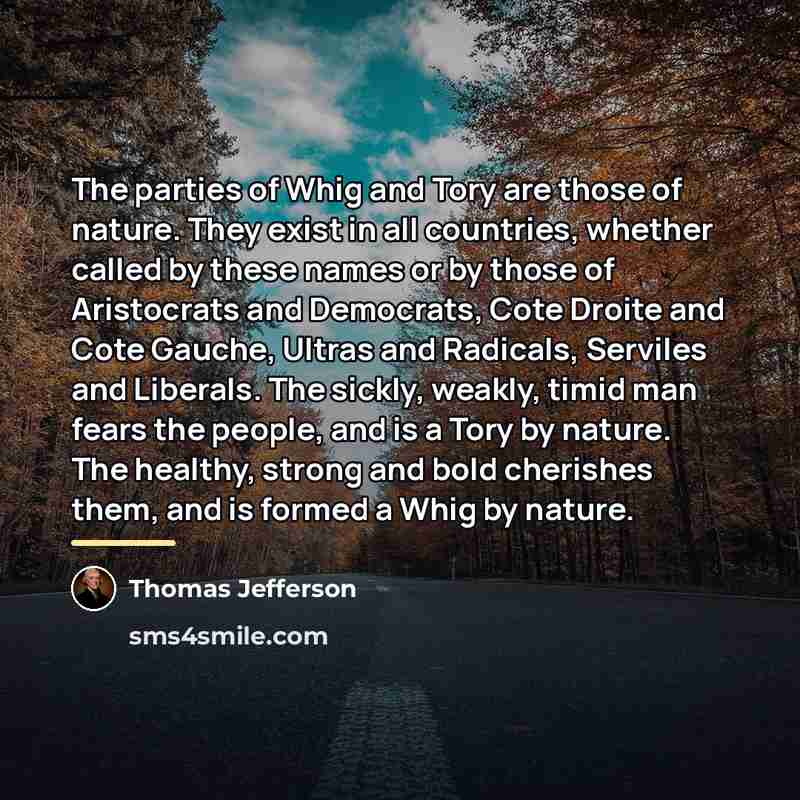 “The parties of Whig and Tory are those of nature.…” quote by Thomas Jefferson