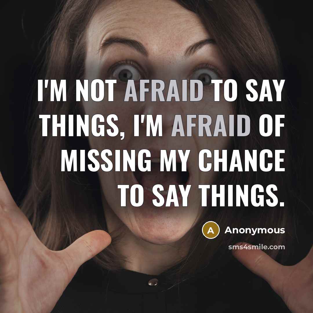 “I'm not afraid to say things, I'm afraid of missing my chance to say things.” quote by Anonymous