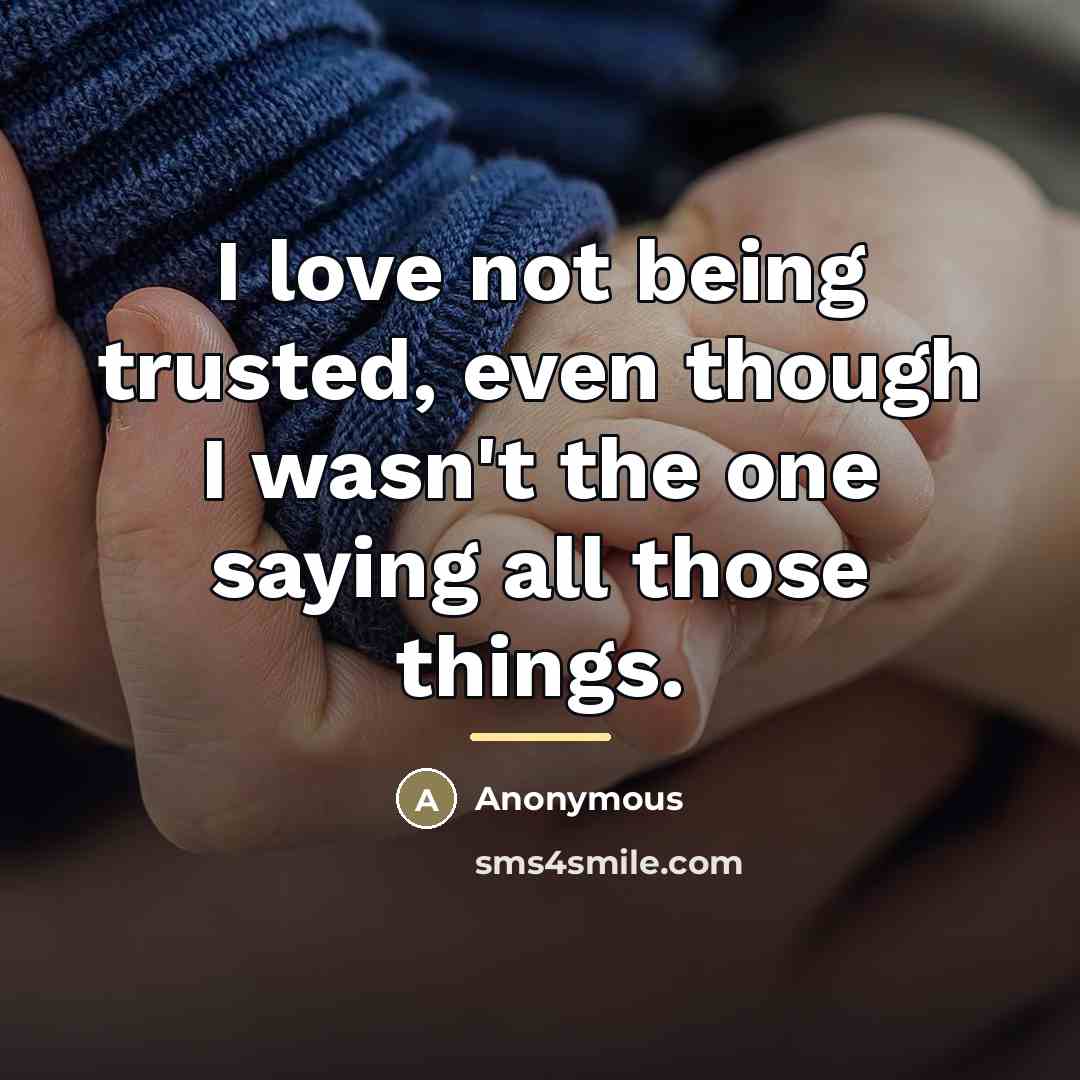 “I love not being trusted, even though I wasn't the…” quote by Anonymous