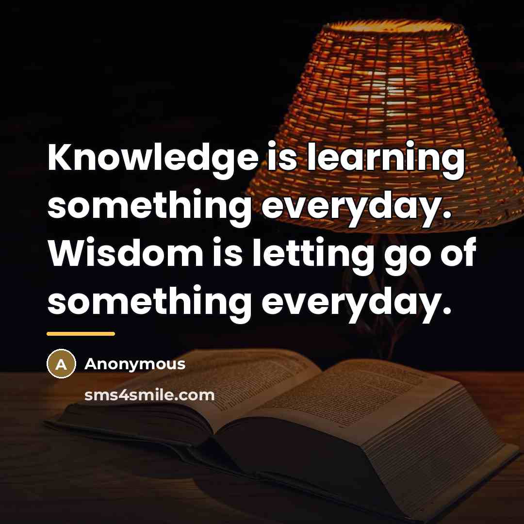 “Knowledge is learning something everyday. Wisdom is letting go of…” quote by Anonymous