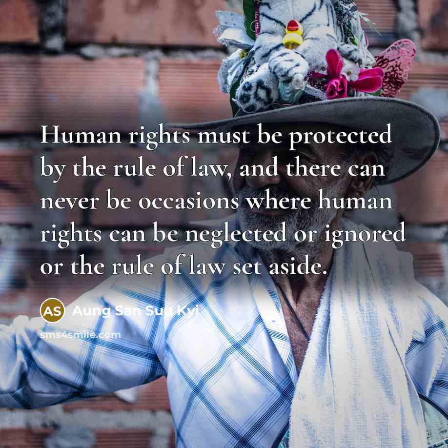 “Human rights must be protected by the rule of law,…” quote by Aung San Suu Kyi