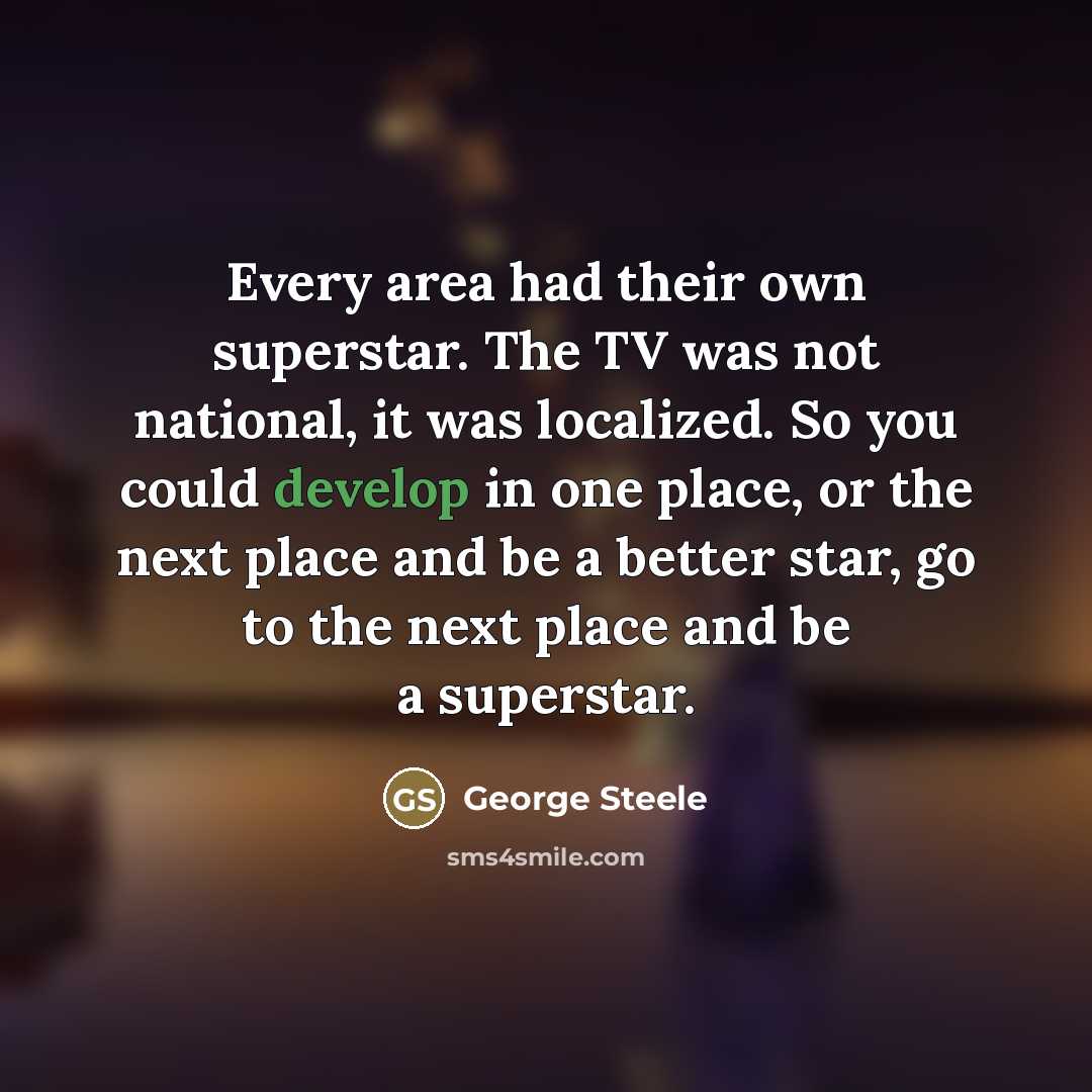 “Every area had their own superstar. The TV was not…” quote by George Steele