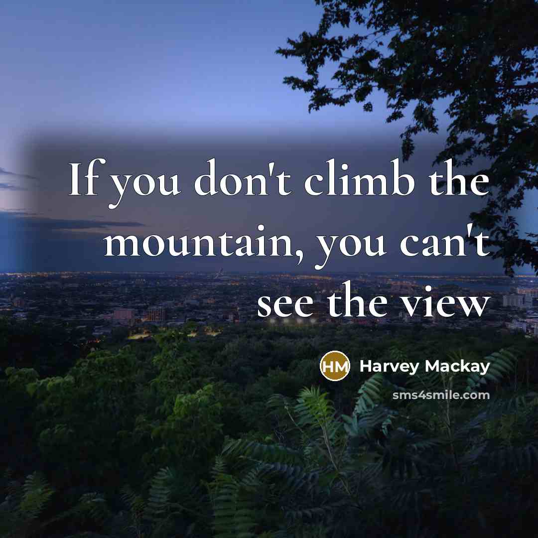 “If you don't climb the mountain, you can't see the view” quote by Harvey Mackay