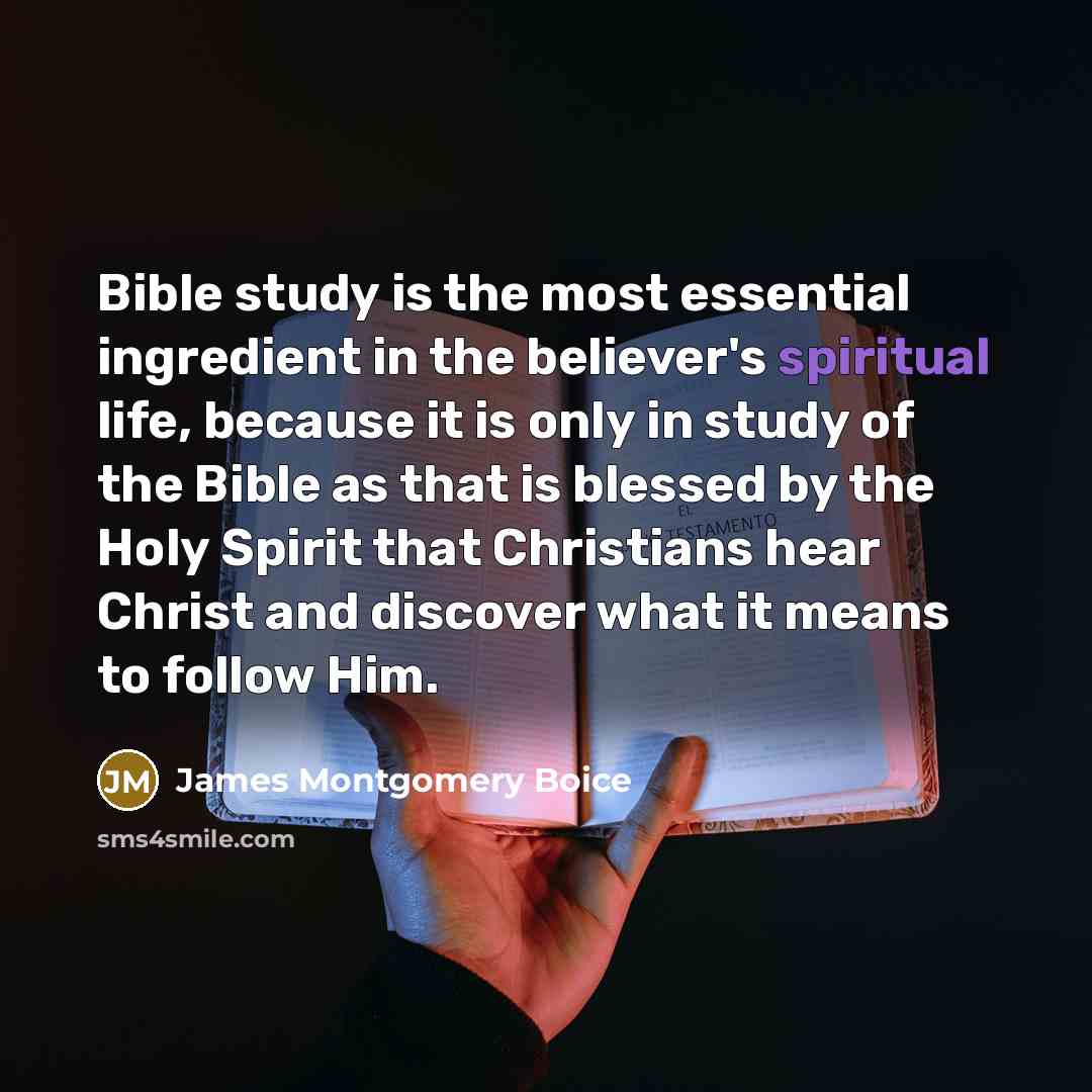 “Bible study is the most essential ingredient in the believer's…” quote by James Montgomery Boice
