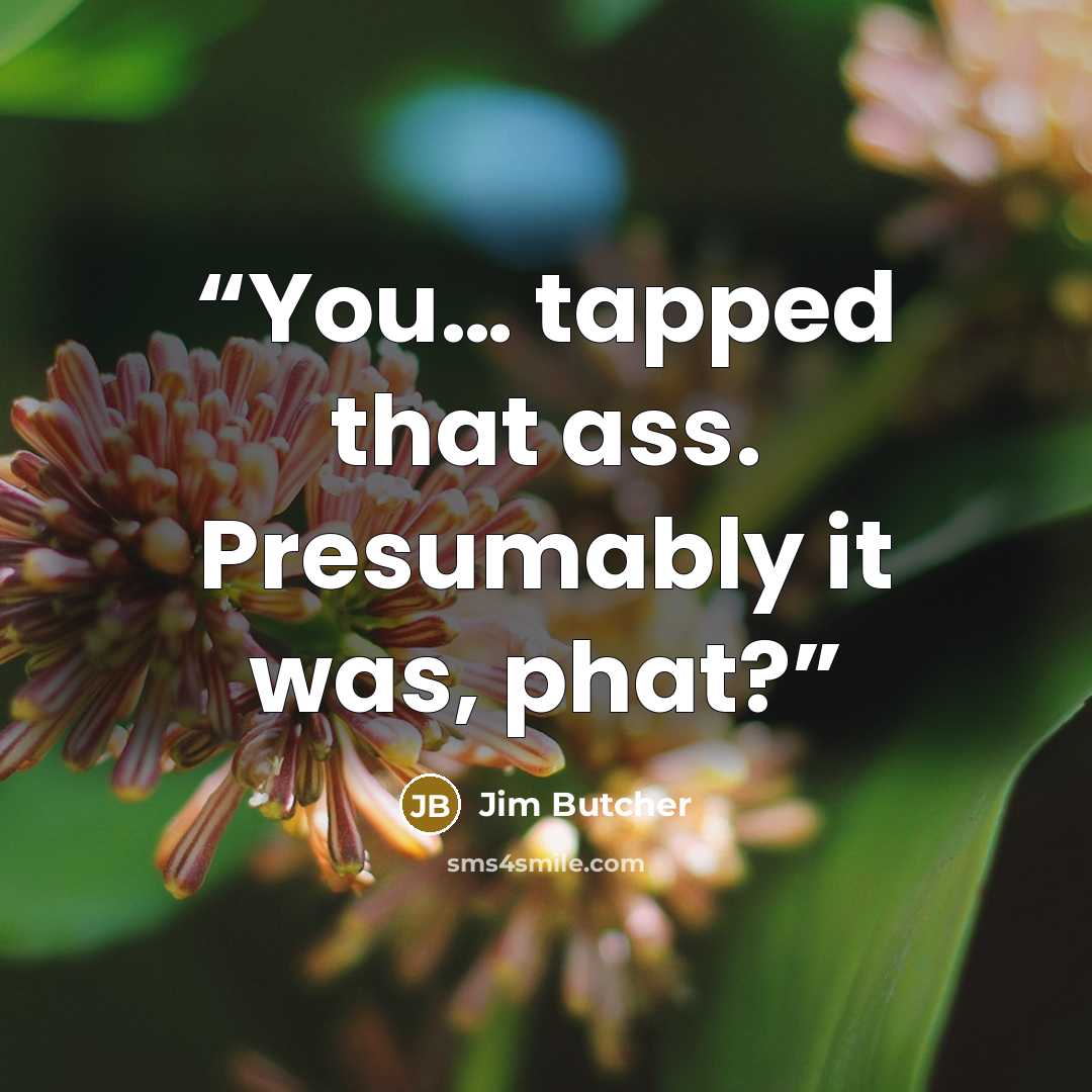 “You… tapped that ass. Presumably it was, phat?” quote by Jim Butcher