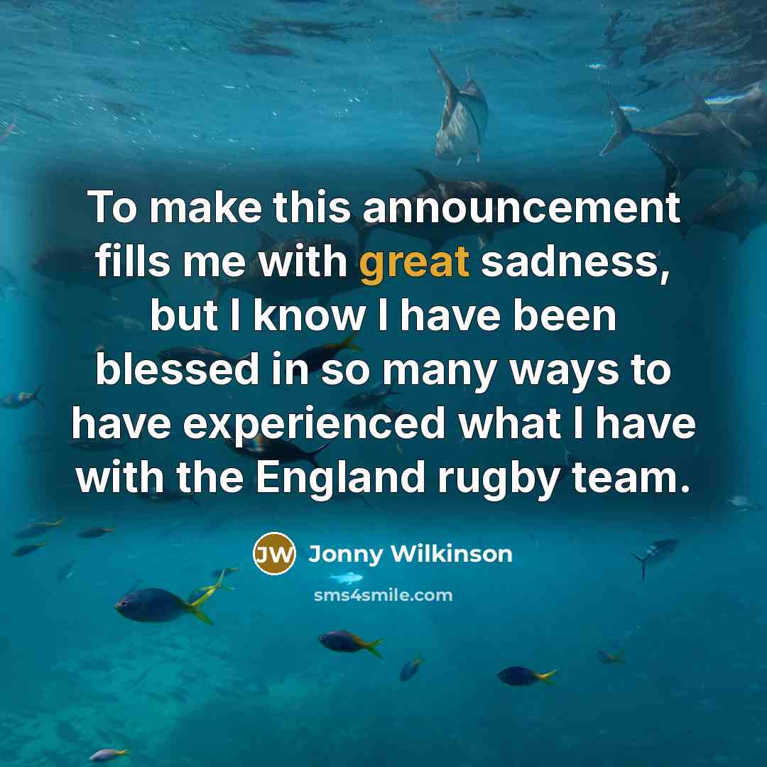 “To make this announcement fills me with great sadness, but…” quote by Jonny Wilkinson