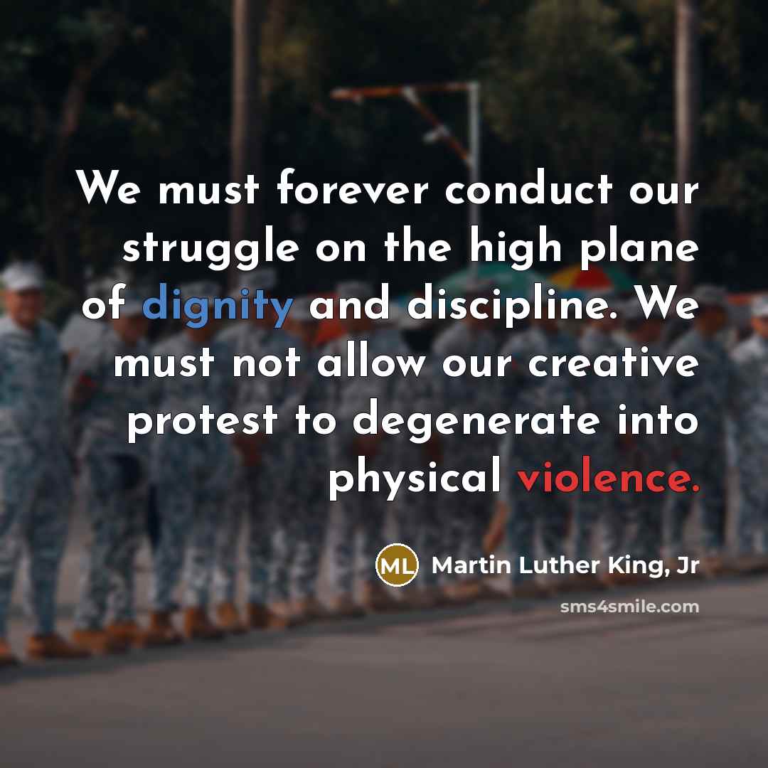“We must forever conduct our struggle on the high plane…” quote by Martin Luther King, Jr