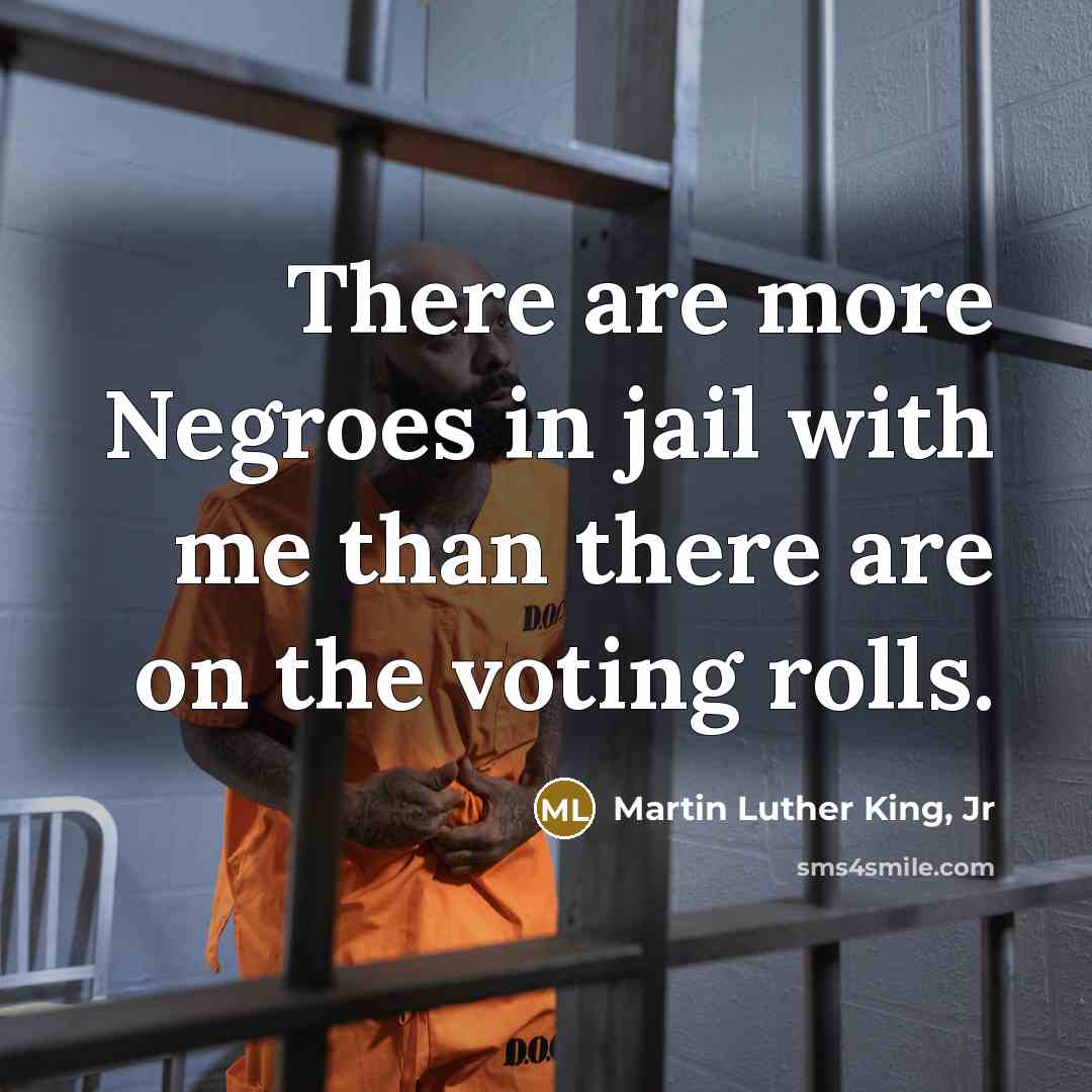 “There are more Negroes in jail with me than there are on the voting rolls.” quote by Martin Luther King, Jr