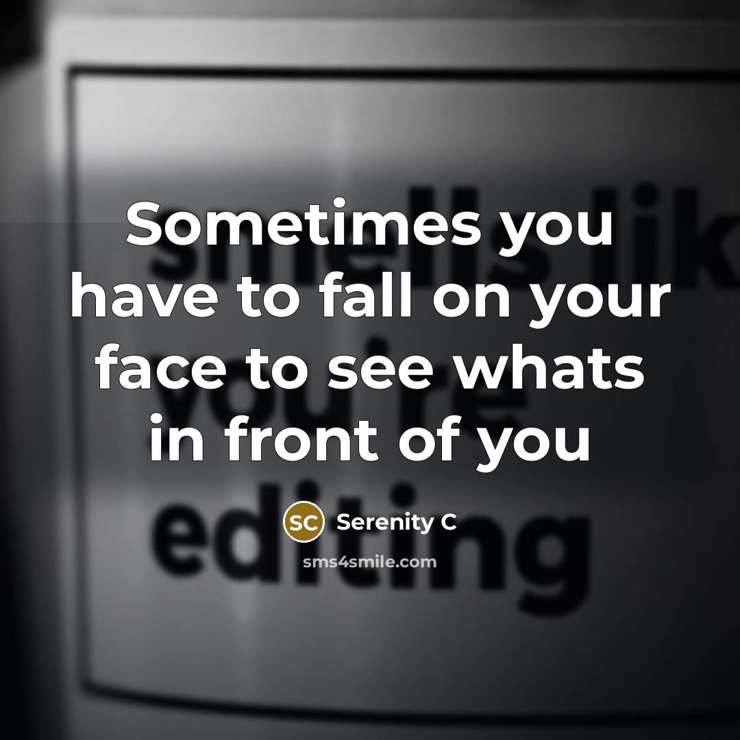 “Sometimes you have to fall on your face to see…” quote by Serenity C