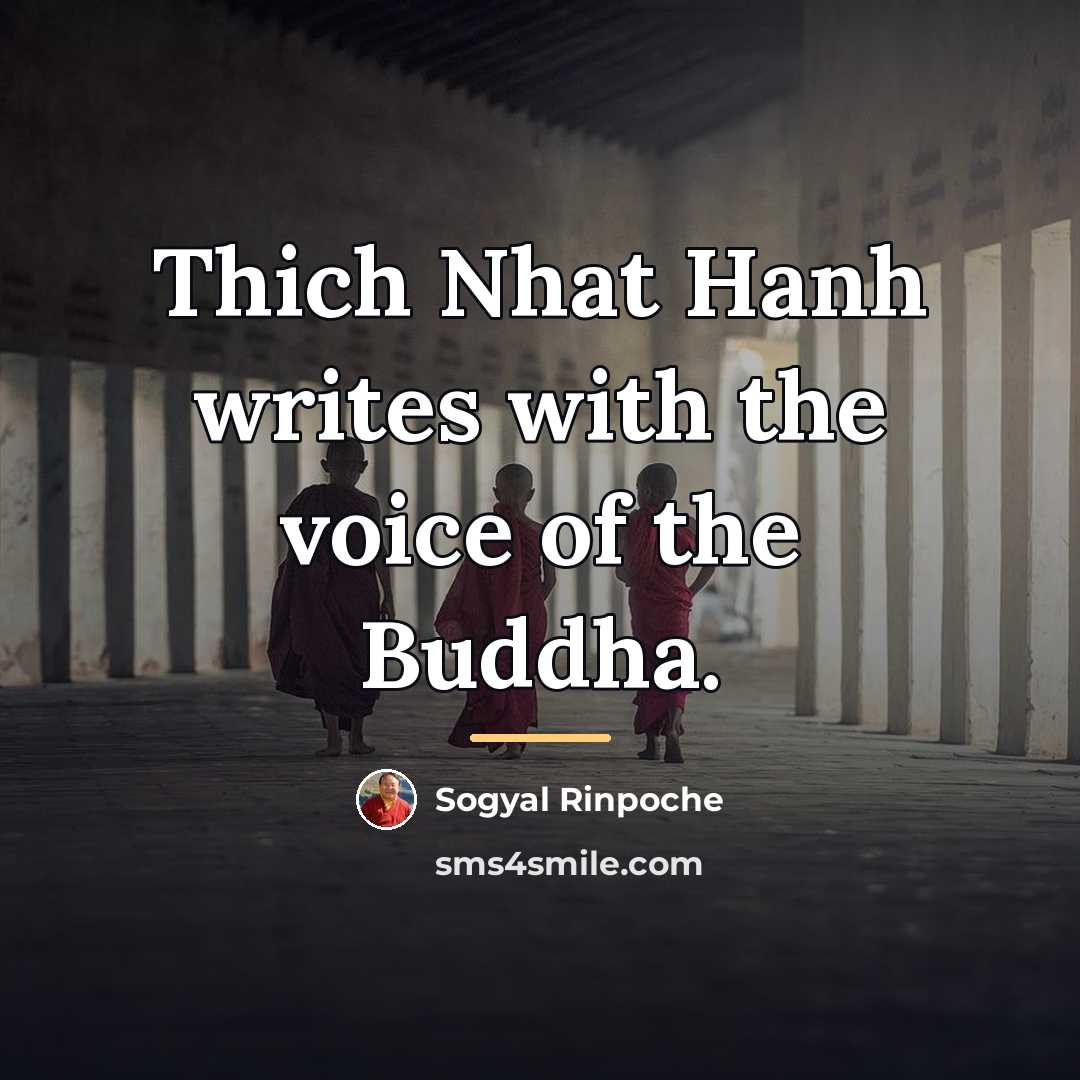 “Thich Nhat Hanh writes with the voice of the Buddha.…” quote by Sogyal Rinpoche