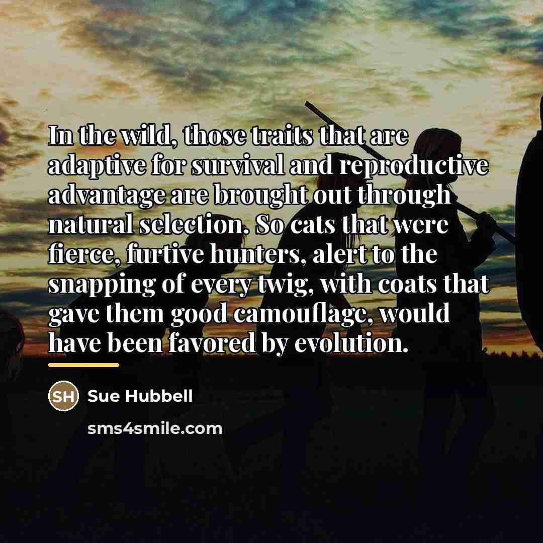 “In the wild, those traits that are adaptive for survival…” quote by Sue Hubbell