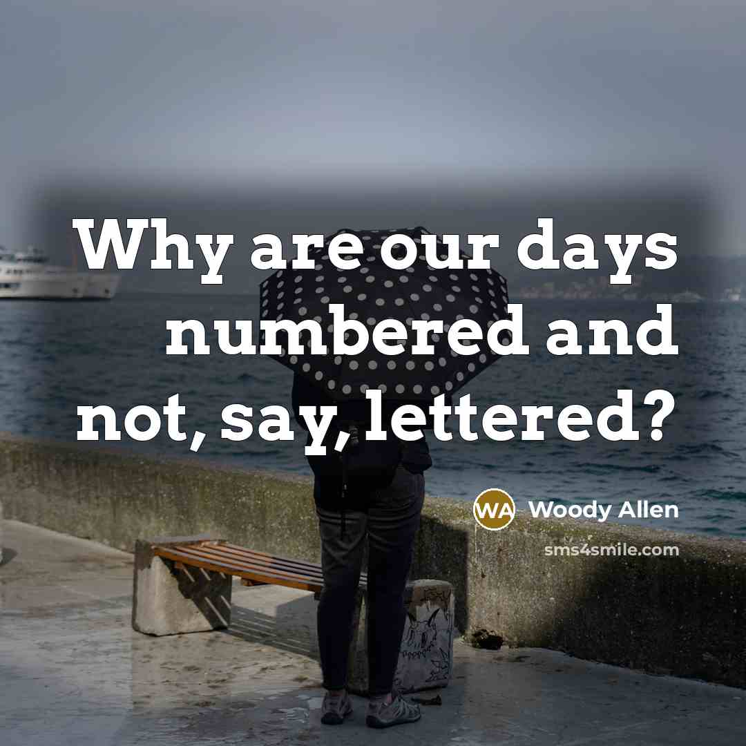 “Why are our days numbered and not, say, lettered?…” quote by Woody Allen