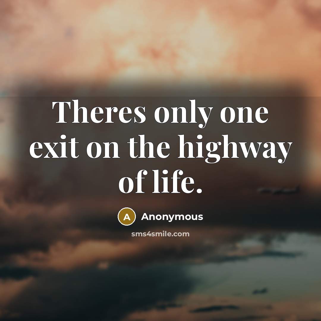 “Theres only one exit on the highway of life.” quote by Anonymous
