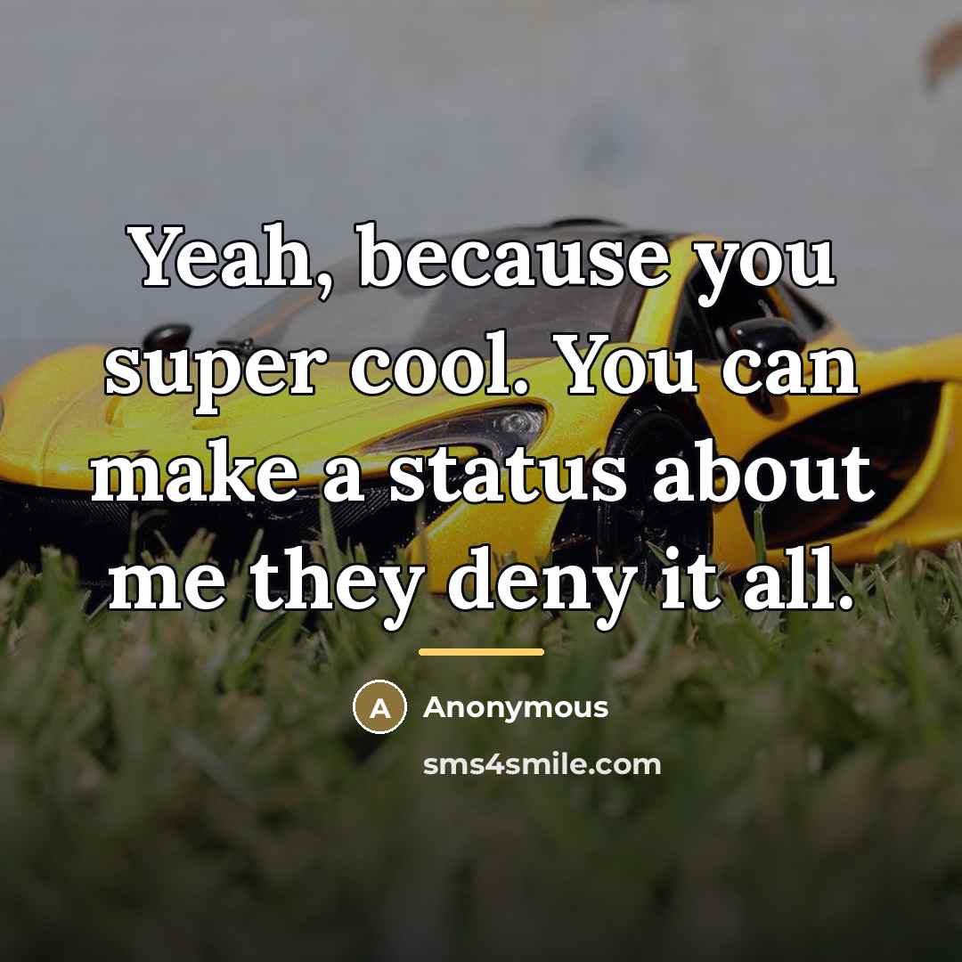 “Yeah, because you super cool. You can make a status…” quote by Anonymous