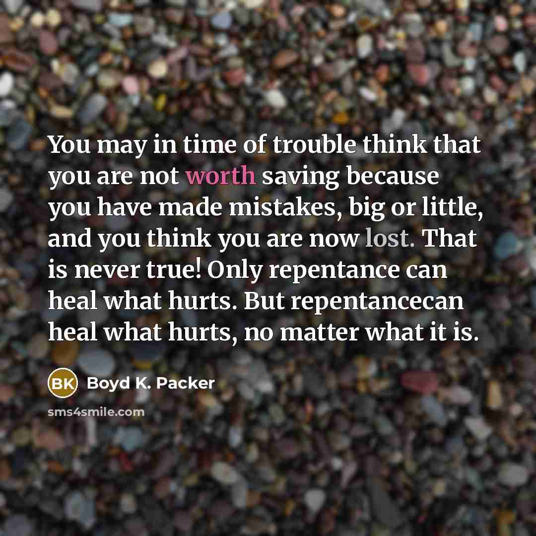“You may in time of trouble think that you are…” quote by Boyd K. Packer