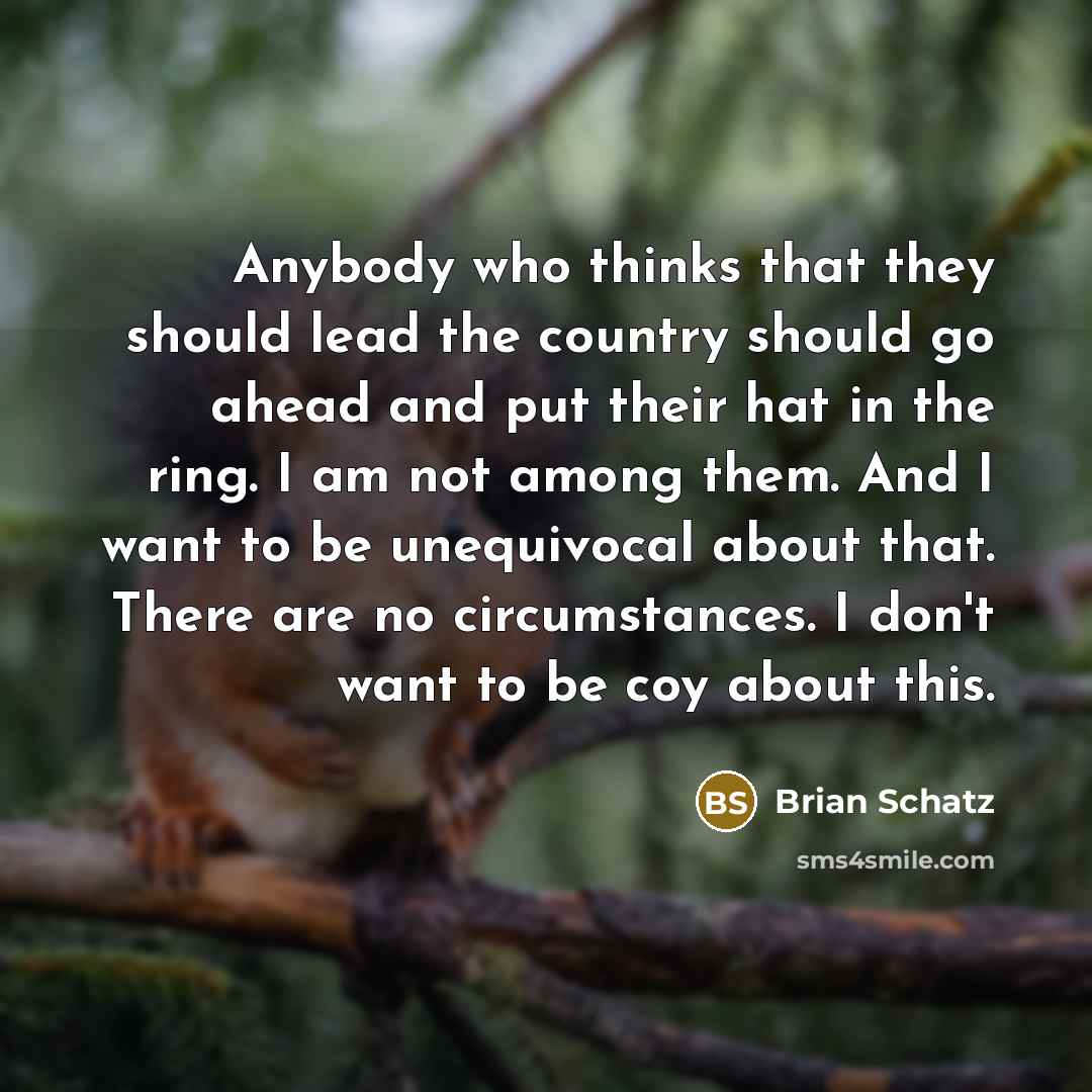 “Anybody who thinks that they should lead the country should…” quote by Brian Schatz