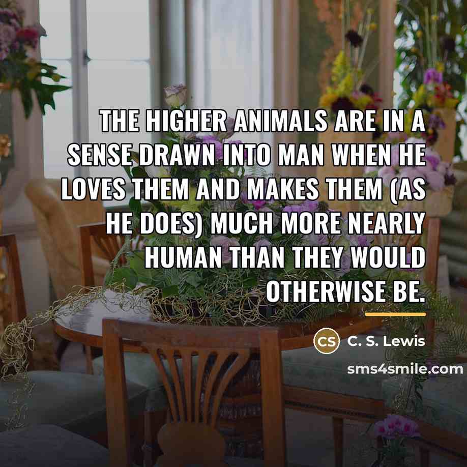 “The higher animals are in a sense drawn into Man…” quote by C. S. Lewis
