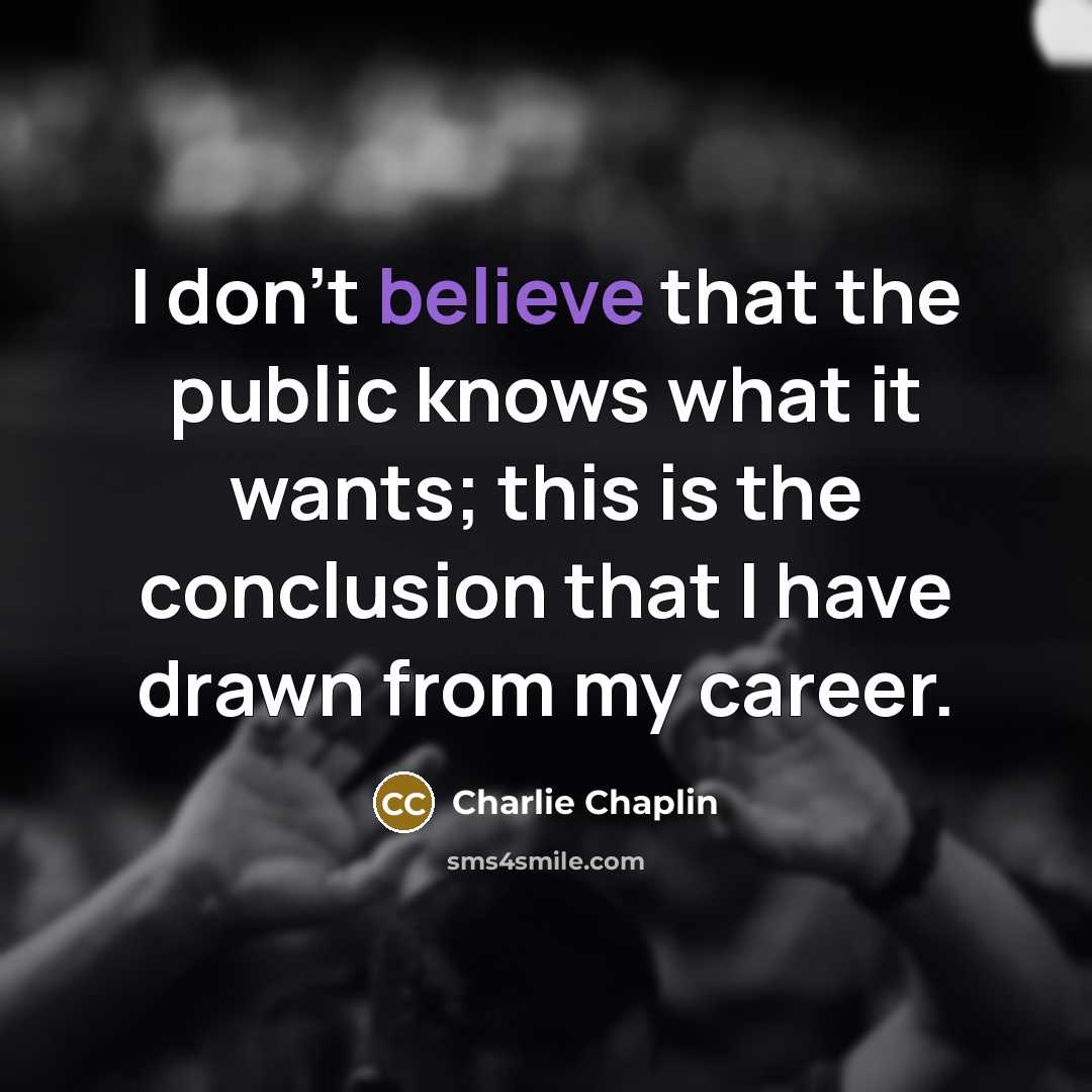 “I don't believe that the public knows what it wants;…” quote by Charlie Chaplin