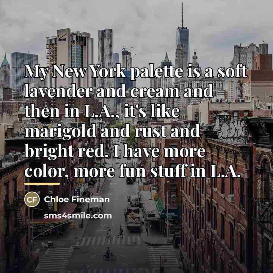 “My New York palette is a soft lavender and cream…” quote by Chloe Fineman