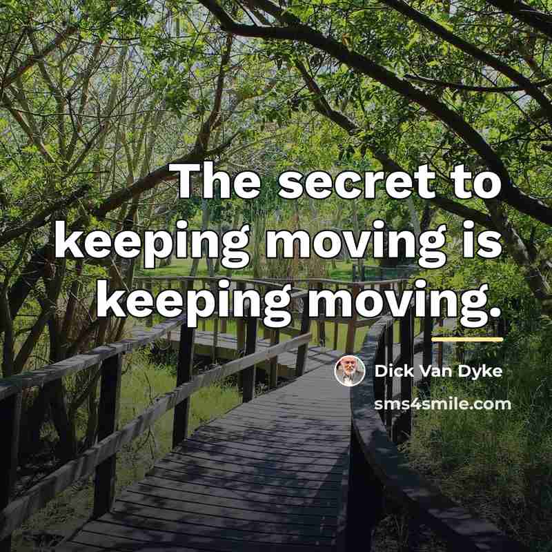 “The secret to keeping moving is keeping moving.…” quote by Dick Van Dyke