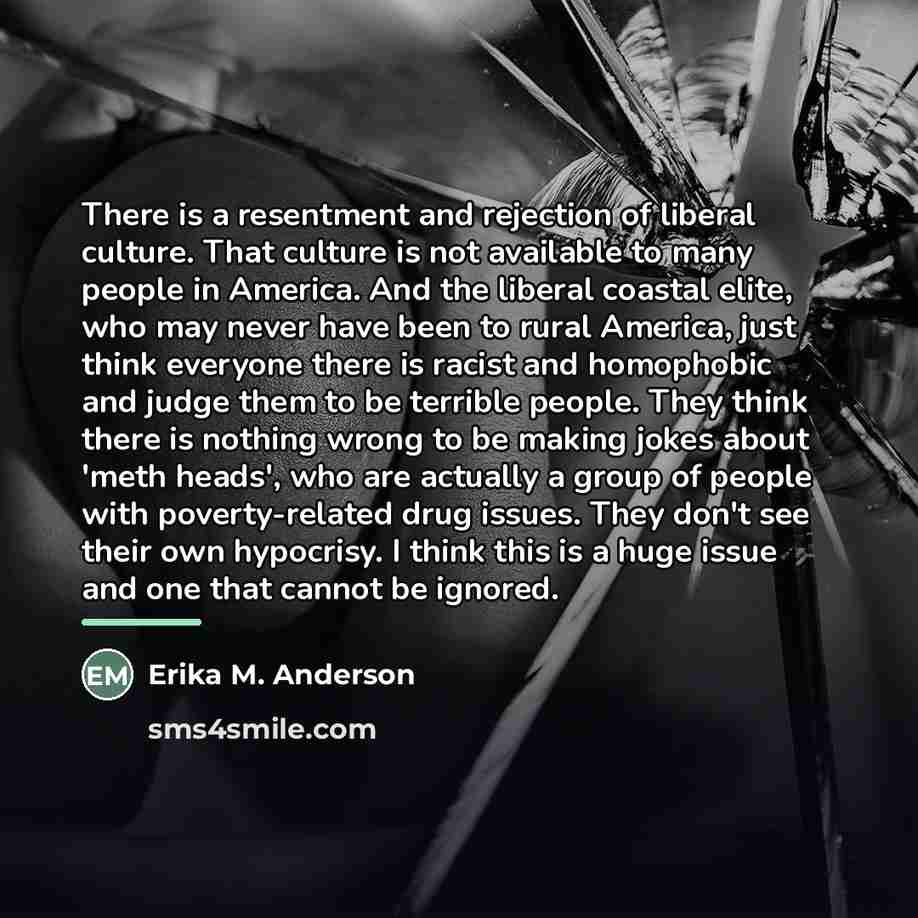 “There is a resentment and rejection of liberal culture. That…” quote by Erika M. Anderson