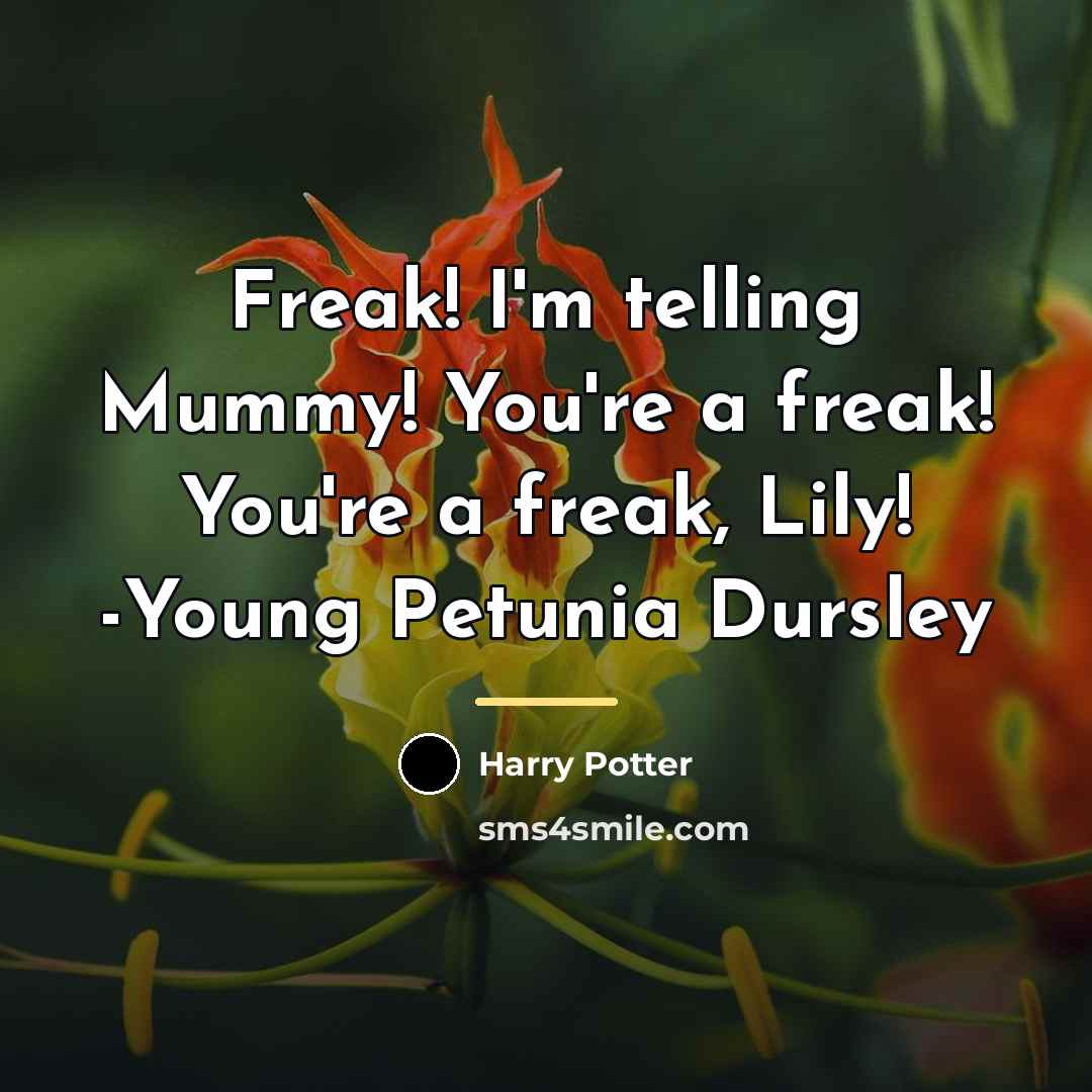 “Freak! I'm telling Mummy! You're a freak! You're a freak,…” quote by Harry Potter