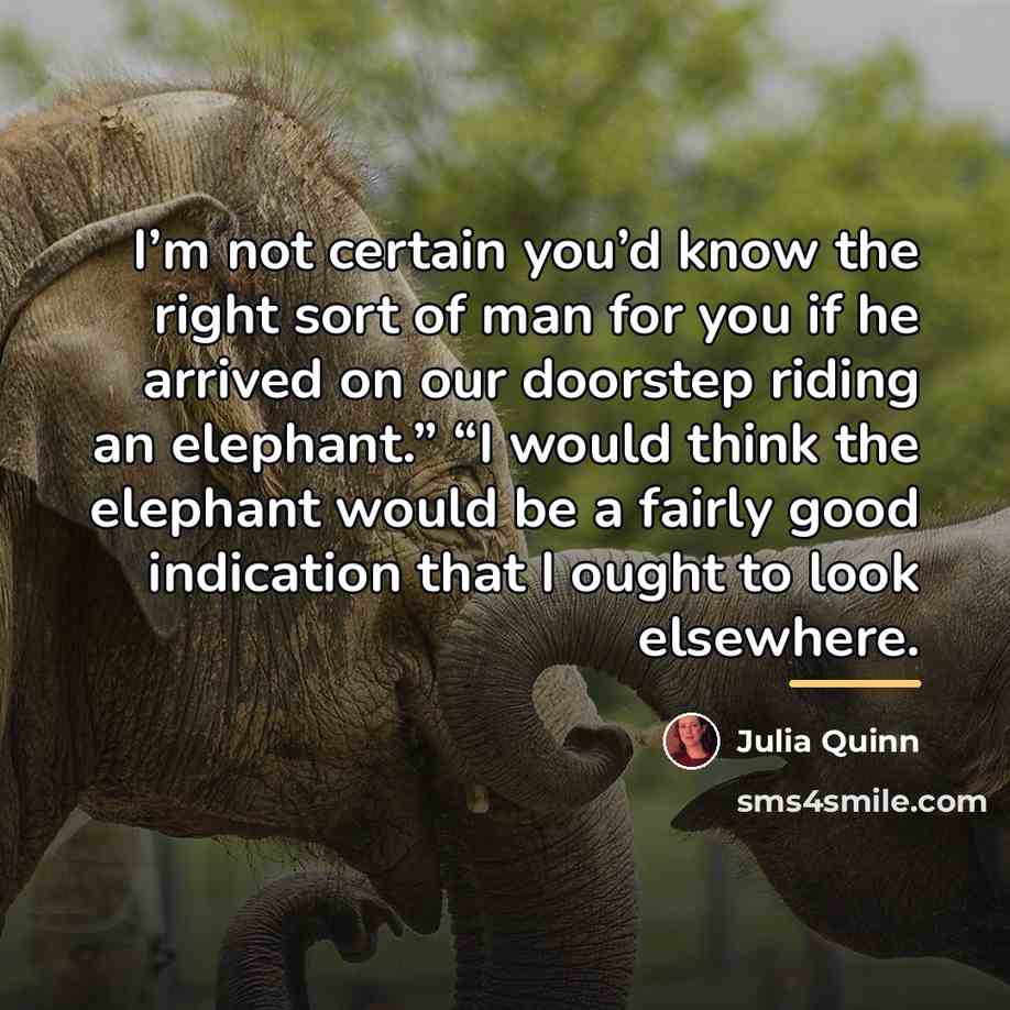 “I’m not certain you’d know the right sort of man…” quote by Julia Quinn