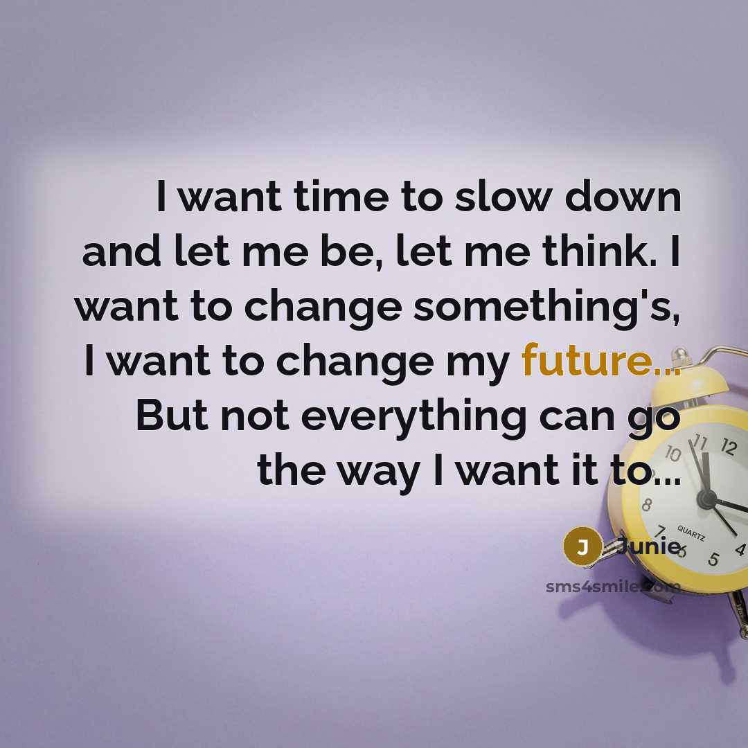 “I want time to slow down and let me be,…” quote by Junie