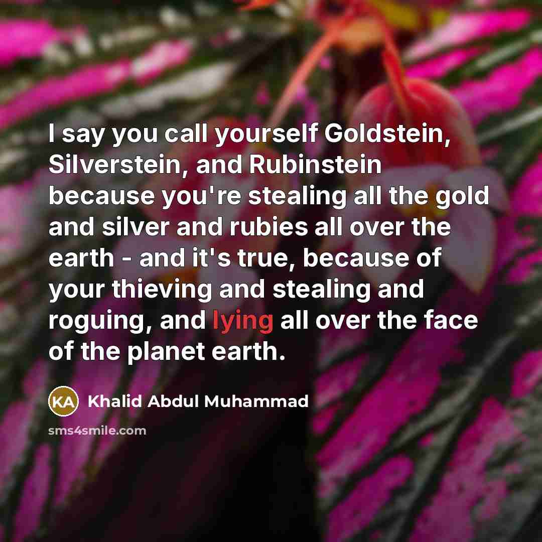 “I say you call yourself Goldstein, Silverstein, and Rubinstein because…” quote by Khalid Abdul Muhammad