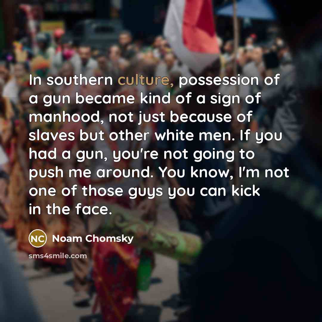 “In southern culture, possession of a gun became kind of…” quote by Noam Chomsky