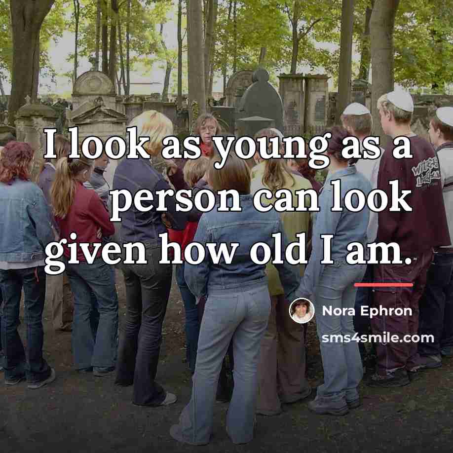 “I look as young as a person can look given…” quote by Nora Ephron