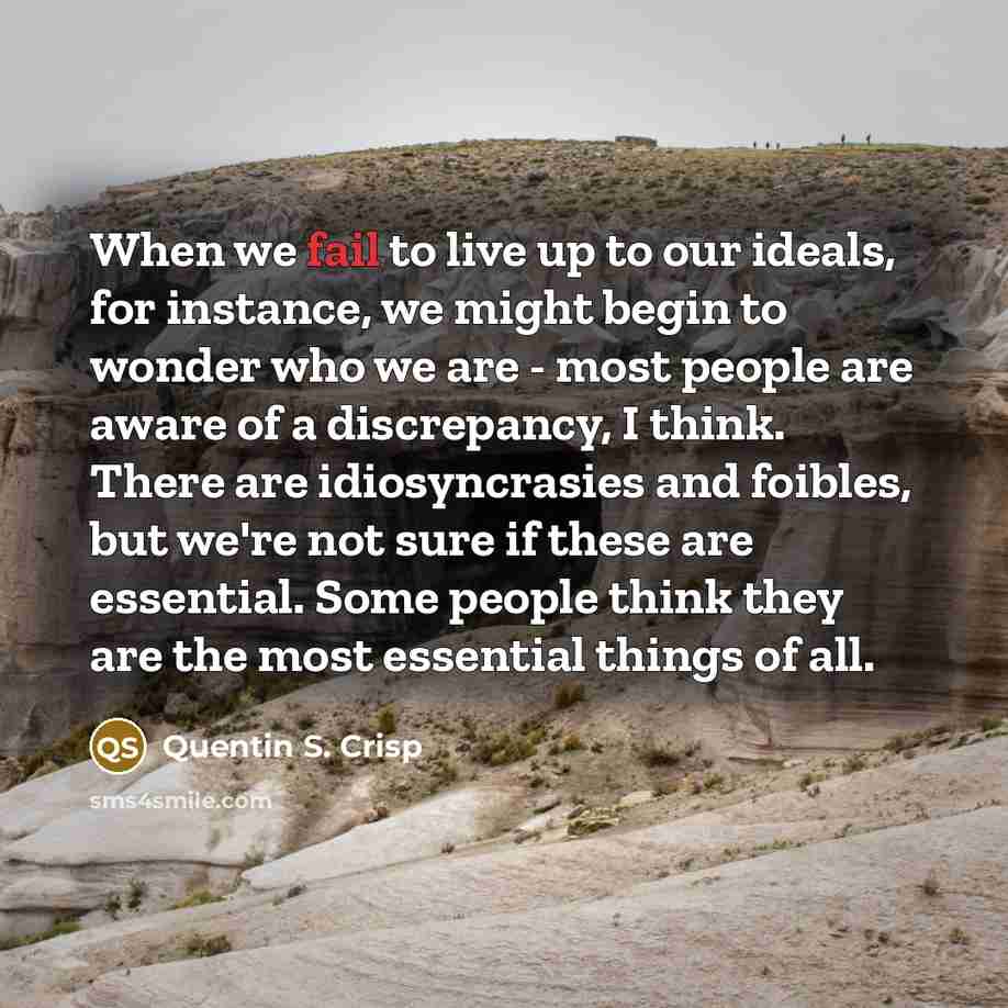 “When we fail to live up to our ideals, for…” quote by Quentin S. Crisp