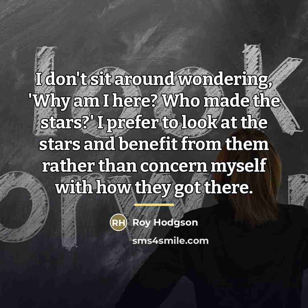 “I don't sit around wondering, 'Why am I here? Who…” quote by Roy Hodgson