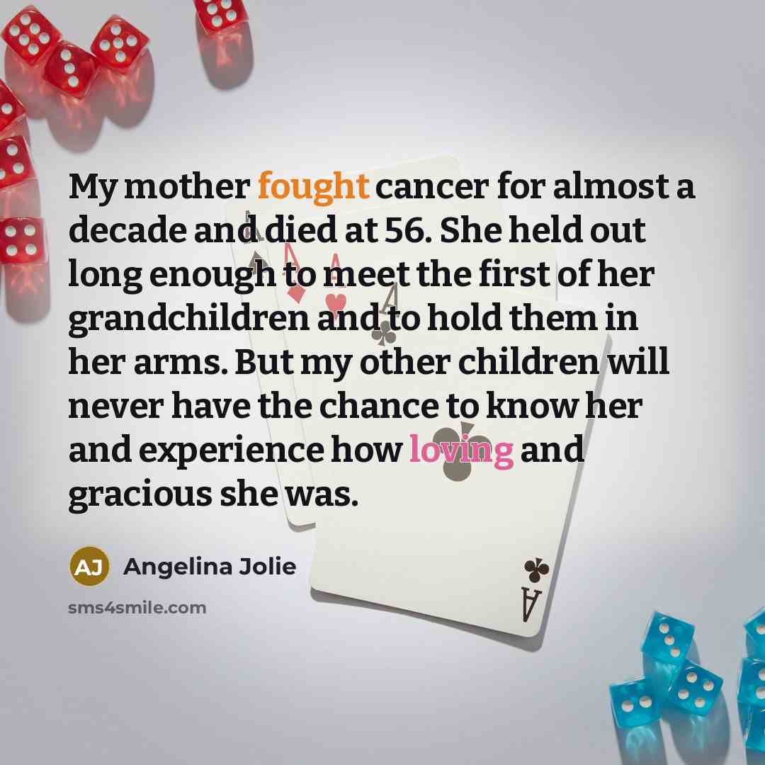 “My mother fought cancer for almost a decade and died…” quote by Angelina Jolie