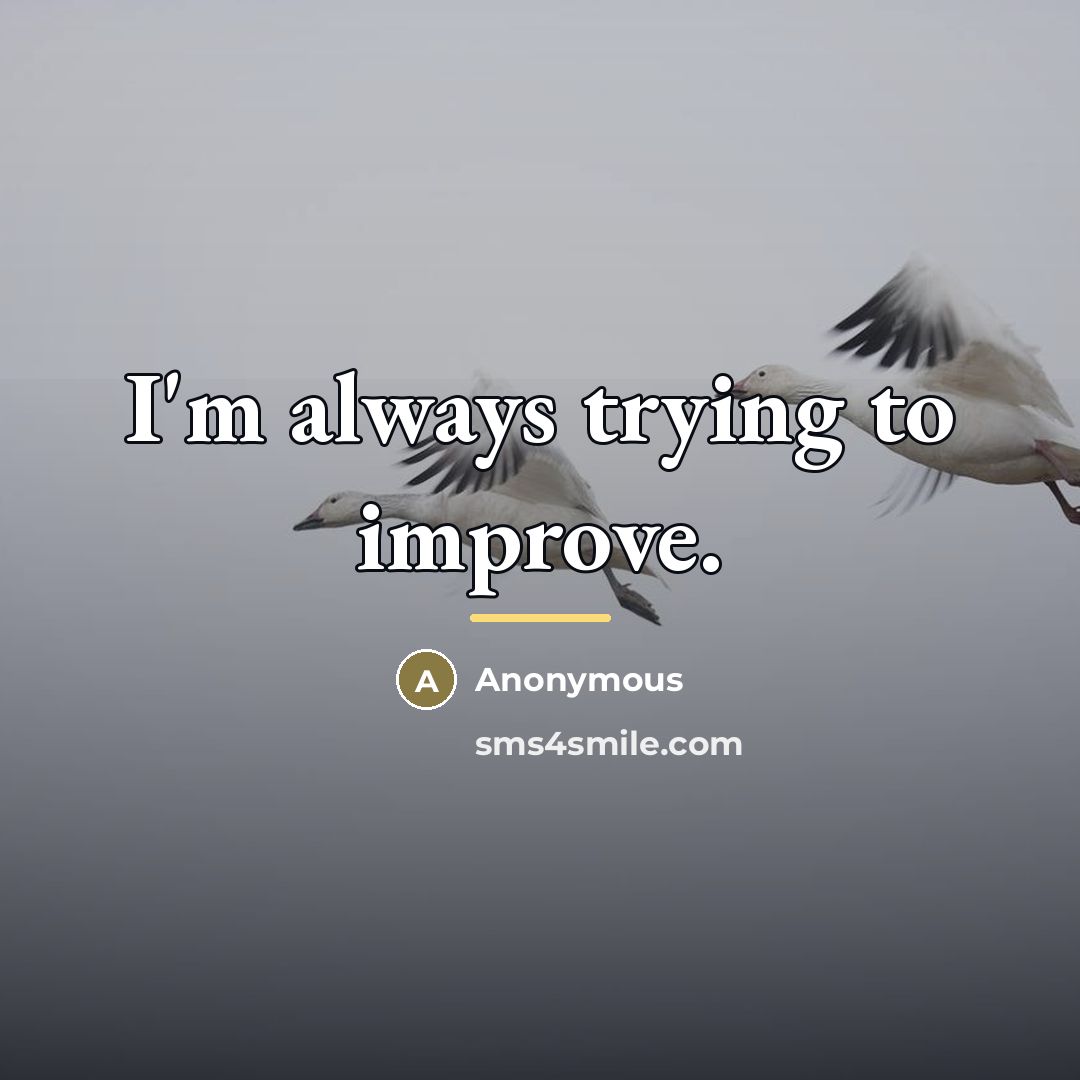 “I'm always trying to improve.…” quote by Anonymous